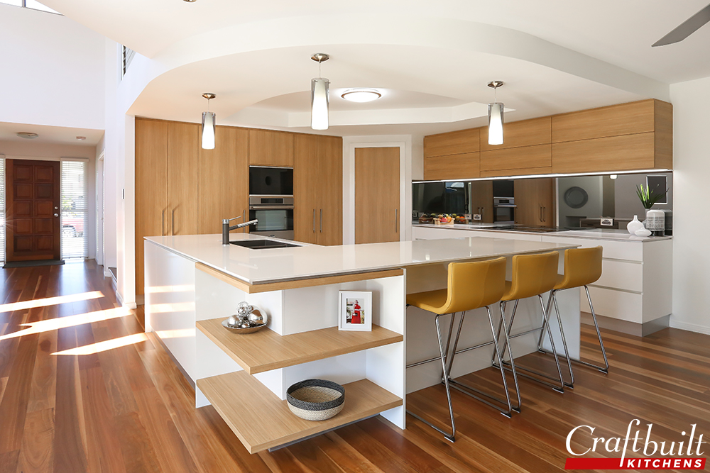 timber look cabinetry in modern kitchen design